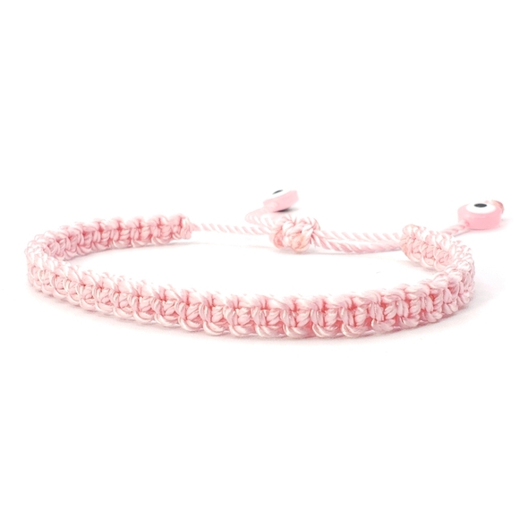 Evil eye bracelet, pink string braided wristband, evil eye protection - Picture 5 of 6